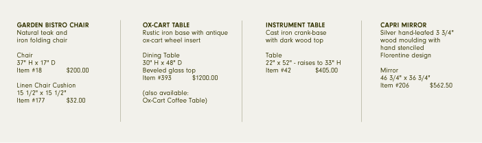 Furnishings Desriptions